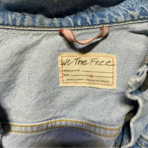 We The Free Distressed Denim Jacket XL - Picture 4 of 9